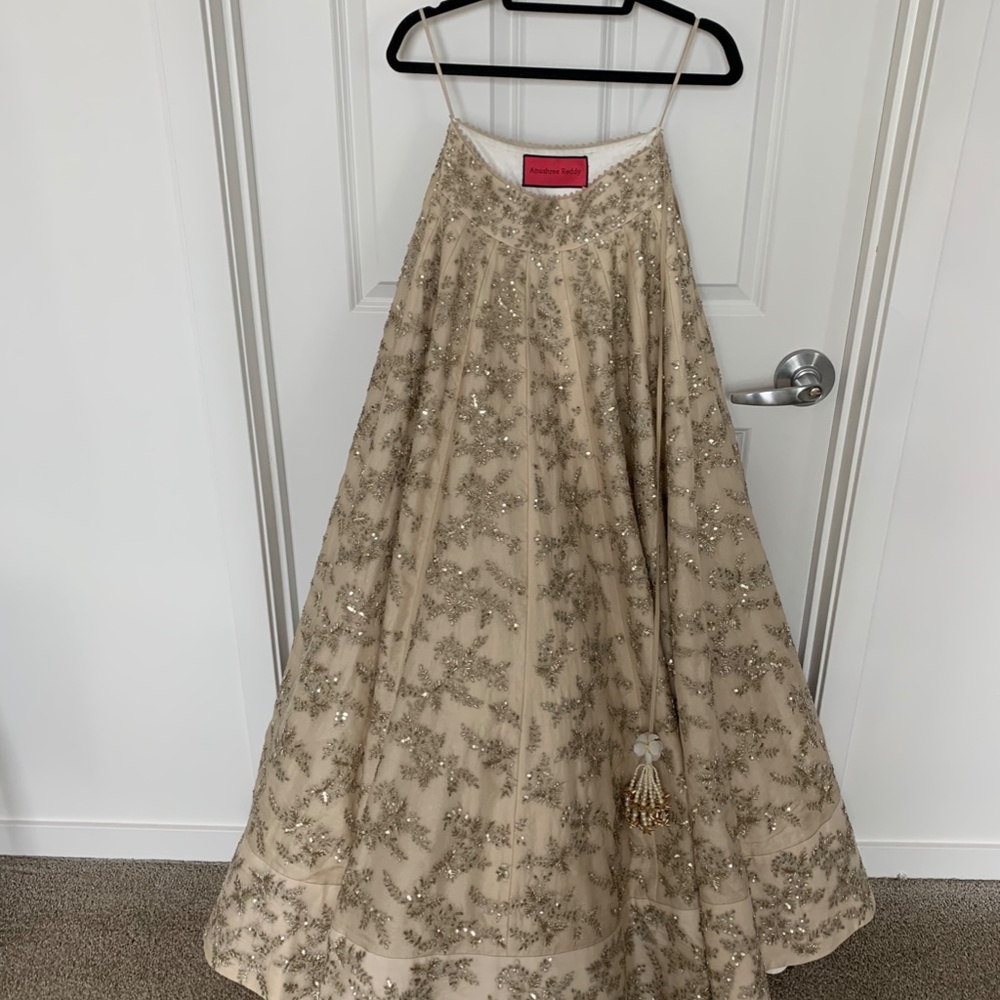 Anushree Reddy Lehenga- Silver Gold Beige